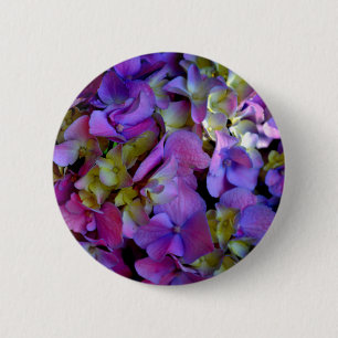 Chapa Redonda De 5 Cm Magenta Púrpura Hydrangeas Azul púrpura amarillo
