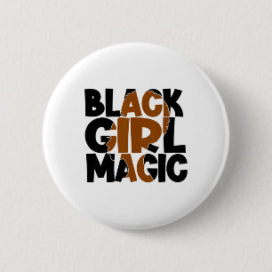 Chapa Redonda De 5 Cm Magia de Chica Negra Melanina Poder de Mujeres His