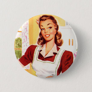 Chapa Redonda De 5 Cm Magia de Cocina Retro Vintage Mujeres Kitsch 50s