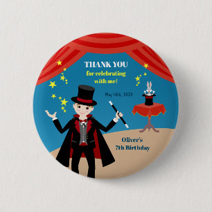 Chapa Redonda De 5 Cm Magician Boy Show Birday Party