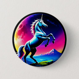 Chapa Redonda De 5 Cm Mágico Unicornio Colorido Salvaje