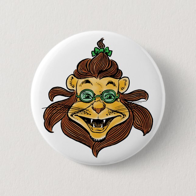 Chapa Redonda De 5 Cm Mago de cosecha de Oz, León con gafas verdes (Anverso)