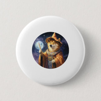 Chapa Redonda De 5 Cm Mago Perro Shiba Inu