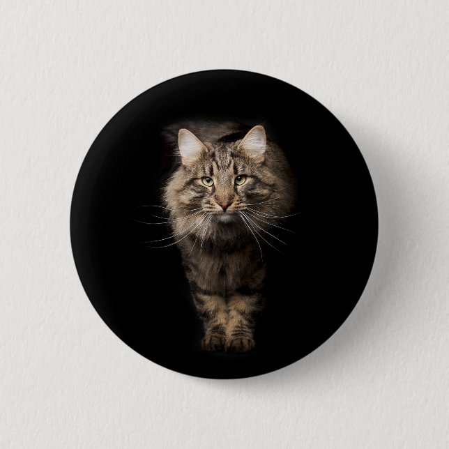Chapa Redonda De 5 Cm Maine Coon Cat negro (Anverso)