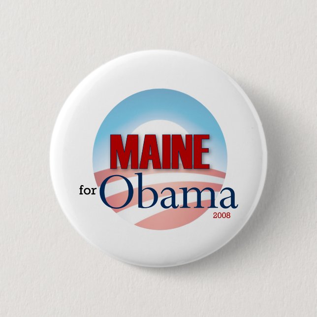 Chapa Redonda De 5 Cm Maine para Obama (Anverso)