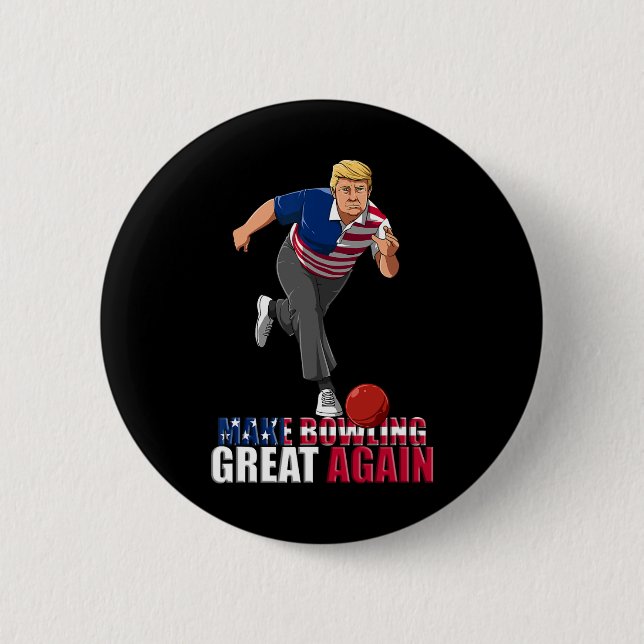 Chapa Redonda De 5 Cm Make Bowling Great Again - Funny Trump Bowling Gif (Anverso)