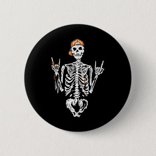 Chapa Redonda De 5 Cm Mala Skeleton Rock Summer Halloween Skull Mujeres