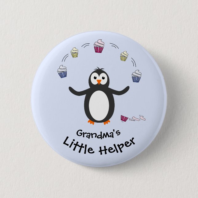 Chapa Redonda De 5 Cm Malabares de malabares de pingüino pequeño de ayud (Anverso)