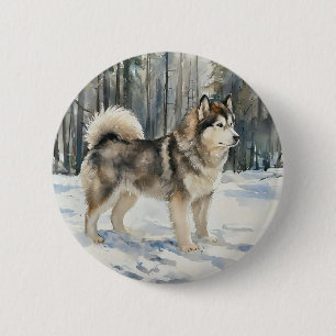 Chapa Redonda De 5 Cm Malamute de Alaska