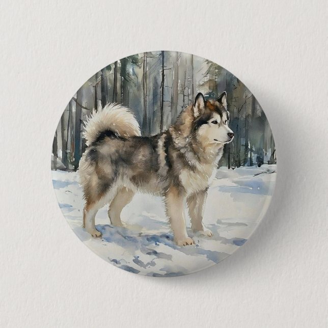 Chapa Redonda De 5 Cm Malamute de Alaska (Anverso)