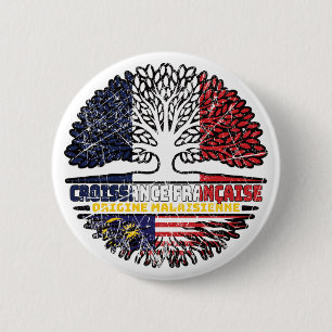 Chapa Redonda De 5 Cm Malasia Bandera de raíces de árbol de Francia fran