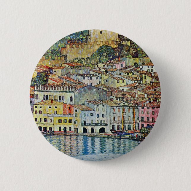 Chapa Redonda De 5 Cm Malcesine en el lago Garda por Gustav Klimt (Anverso)