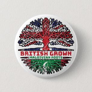 Chapa Redonda De 5 Cm Maldivas Maldiviano Árbol británico de Gran Bretañ