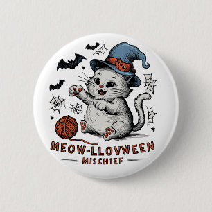 Chapa Redonda De 5 Cm Malhechor de Meow-lloween