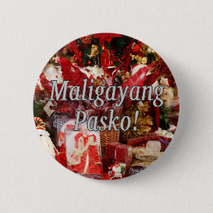Chapa Redonda De 5 Cm ¡Maligayang Pasko! Feliz Navidad en Tagalog wf