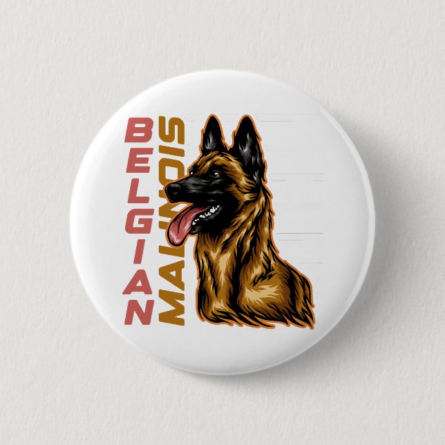 Chapa Redonda De 5 Cm Malinois belga (Anverso)