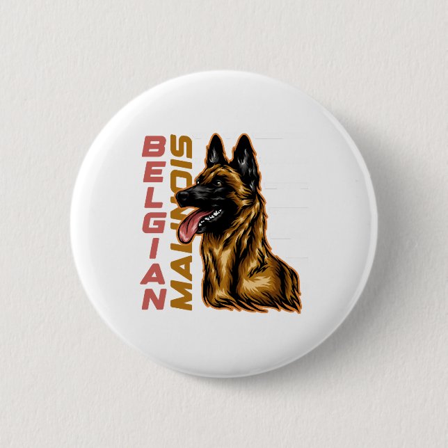 Chapa Redonda De 5 Cm Malinois belga (Anverso)