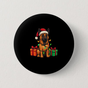 Chapa Redonda De 5 Cm Malinois Belga Vestida Para Navidades1
