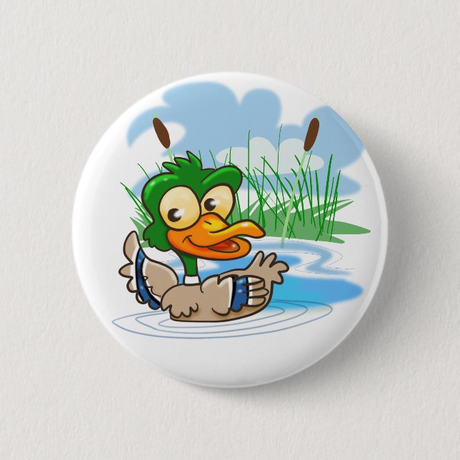 Chapa Redonda De 5 Cm Mallard Duck (Anverso)