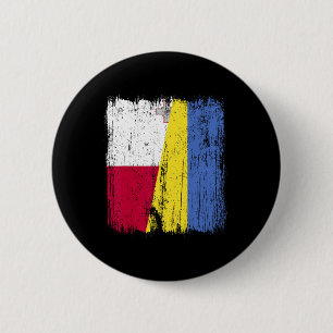 Chapa Redonda De 5 Cm Malta Ucrania Media Bandera Herencia ucraniana mal