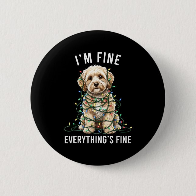 Chapa Redonda De 5 Cm Maltio Christmas I'm Fine Everything Is Fine  (Anverso)