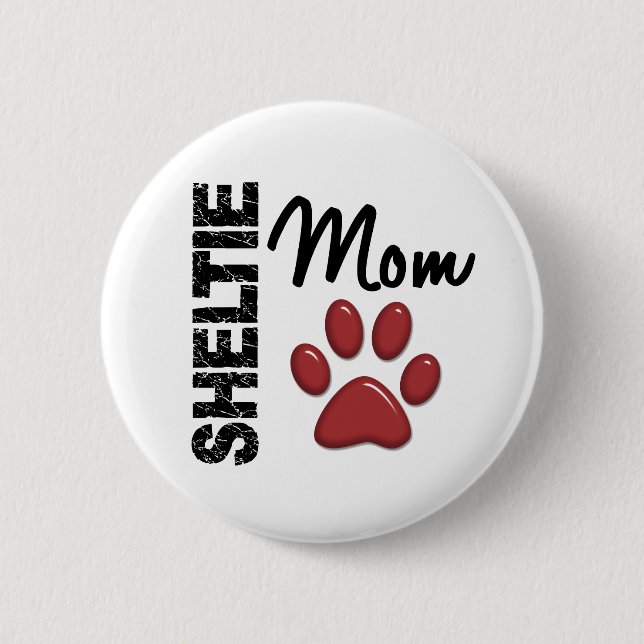 Chapa Redonda De 5 Cm Mamá 2 de Sheltie (Anverso)