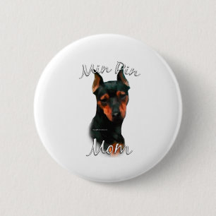 Chapa Redonda De 5 Cm Mamá 2 del Pinscher miniatura (negro)