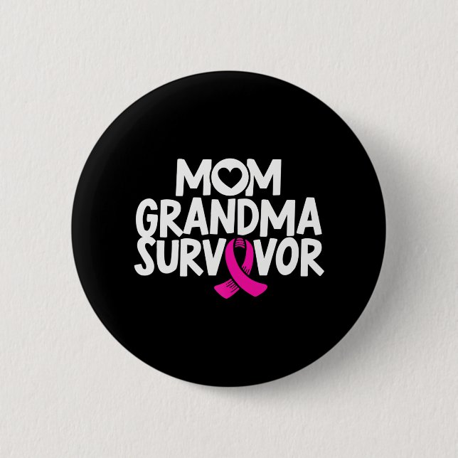 Chapa Redonda De 5 Cm Mamá abuela sobreviviente de cáncer de mama Sensib (Anverso)