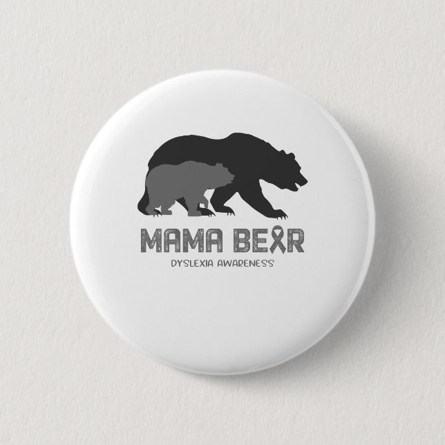 Chapa Redonda De 5 Cm Mama Bear Dislexia Conciencia (Anverso)
