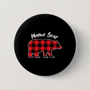 Chapa Redonda De 5 Cm Mama Bear Flannel Red Plaid Pajama Familia Matanza