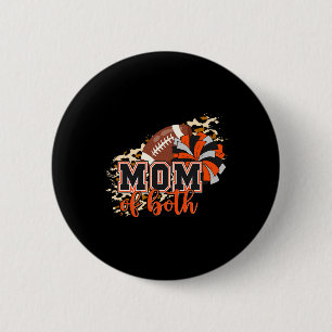 Chapa Redonda De 5 Cm Mamá de ambos porristas de fútbol naranja negro po