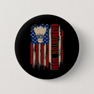 Chapa Redonda De 5 Cm Mamá de bádminton vintage bandera americana de EE.