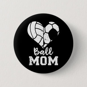 Chapa Redonda De 5 Cm Mamá de Balón Corazón Divertida Mamá de Fútbol y V