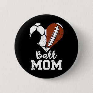 Chapa Redonda De 5 Cm Mamá de Balón Corazón Divertido Fútbol Mamá de Fút