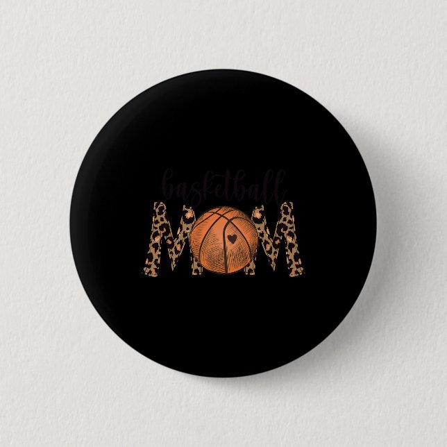 Chapa Redonda De 5 Cm Mamá de baloncesto leopardo imprime Cheetah Orgull (Anverso)