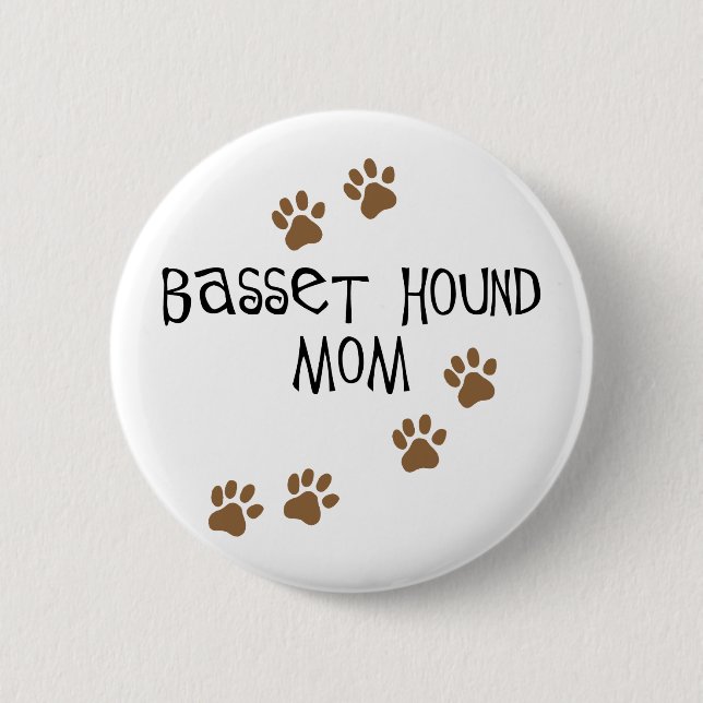Chapa Redonda De 5 Cm Mamá de Basset Hound (Anverso)