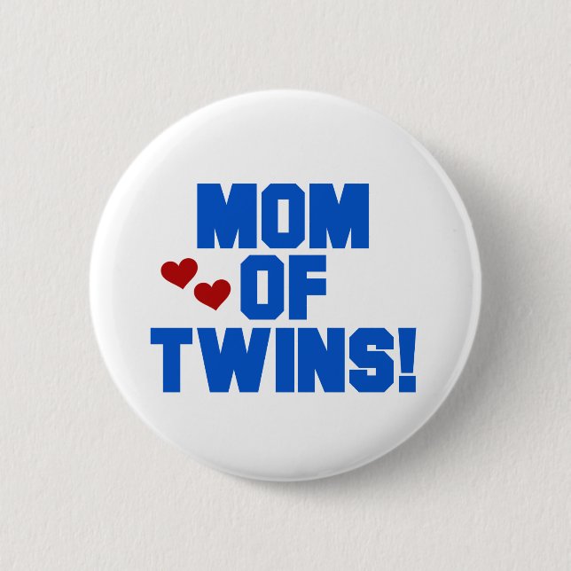 Chapa Redonda De 5 Cm Mamá de camisetas de texto y regalos gemelos-azule (Anverso)