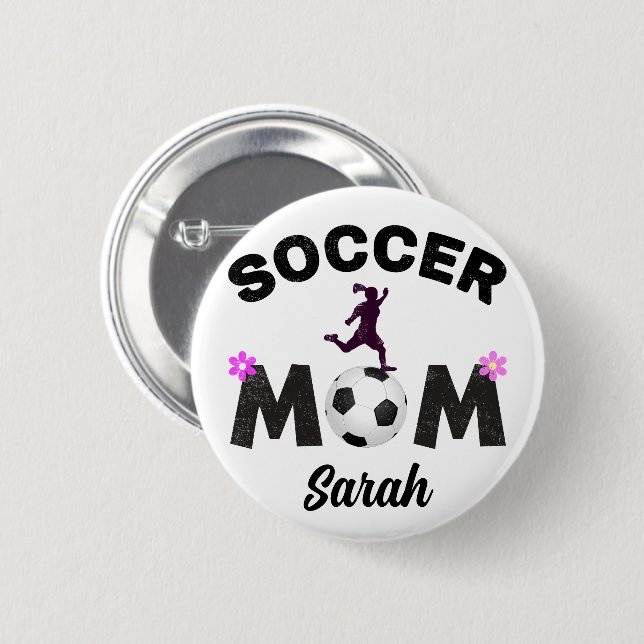 Chapa Redonda De 5 Cm Mamá de fútbol (Anverso y reverso)