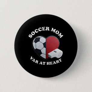 Chapa Redonda De 5 Cm Mamá de Fútbol Día de Juego – Diseño de Corazón 3d
