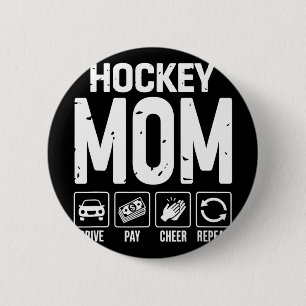 Chapa Redonda De 5 Cm Mamá de hockey conduce paga animar a mamá de un ju