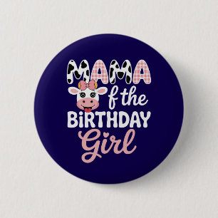 Chapa Redonda De 5 Cm Mamá de la cumpleañera granja mamá vaca 1er cumple