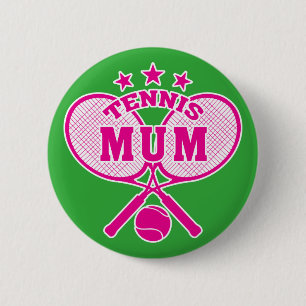 Chapa Redonda De 5 Cm Mamá de tenis, raquetas de tenis cruzadas