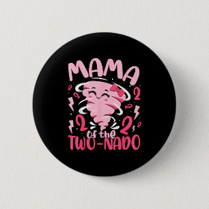 Chapa Redonda De 5 Cm Mamá del cumpleaños número 2 con tema de tornado t