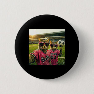 Chapa Redonda De 5 Cm Mamá del fútbol gato genial estilo hip hop rosa de