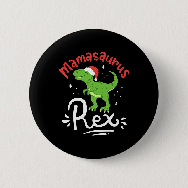 Chapa Redonda De 5 Cm Mamá dinosaurio saurio rex Navidad  (Anverso)