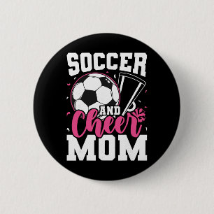 Chapa Redonda De 5 Cm Mamá divertida de porristas fútbol y mamá de porri