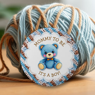 Chapa Redonda De 5 Cm Mamá en camino Oso de peluche de ganchillo para