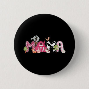 Chapa Redonda De 5 Cm Mama Farm Animal Birthday 1er Matanza Familiar