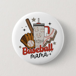 Chapa Redonda De 5 Cm Mama Game Day Vibes Día de la Madre Mujeres Béisbo
