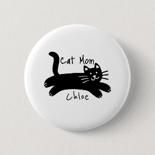 Chapa Redonda De 5 Cm Mamá gato nombre de gato personalizado
